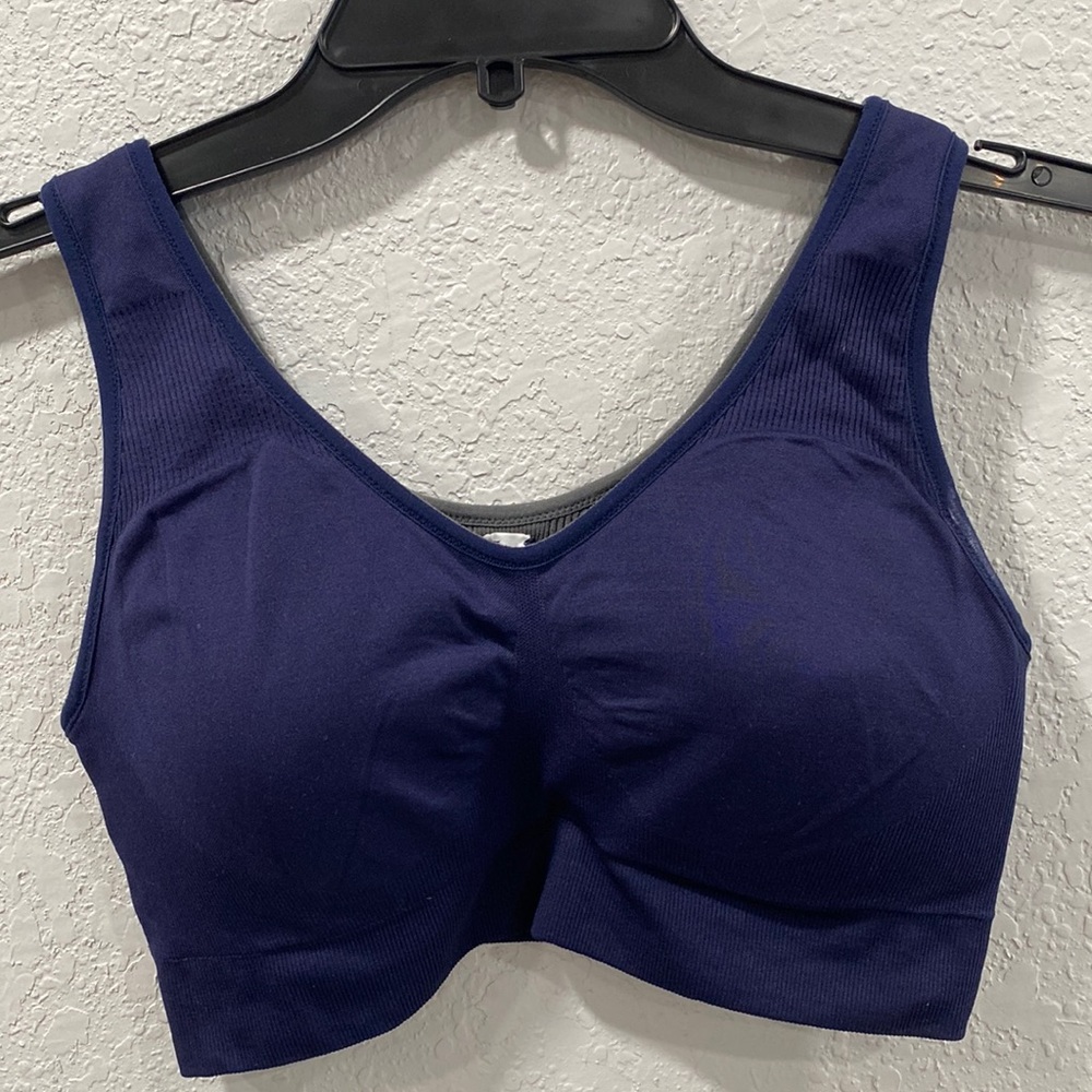 Spanx Seamless Reversible Comfort Bra Blue Gray Size XL